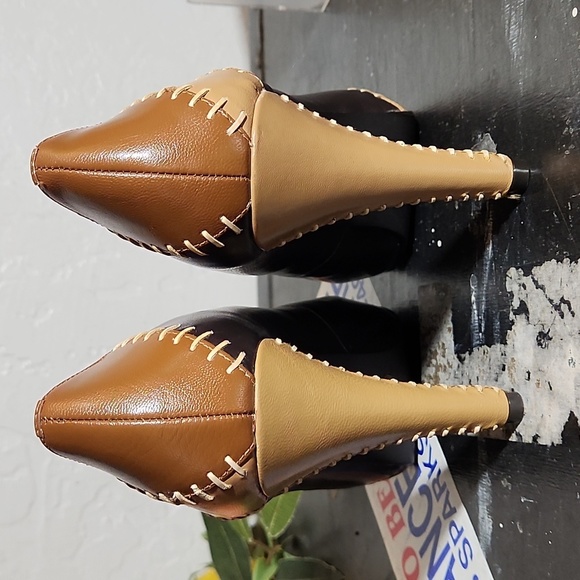 CHINESE LAUNDRY Leather Patchwork Thick Stich Detail Leather Heel 6.5M - Picture 6 of 11